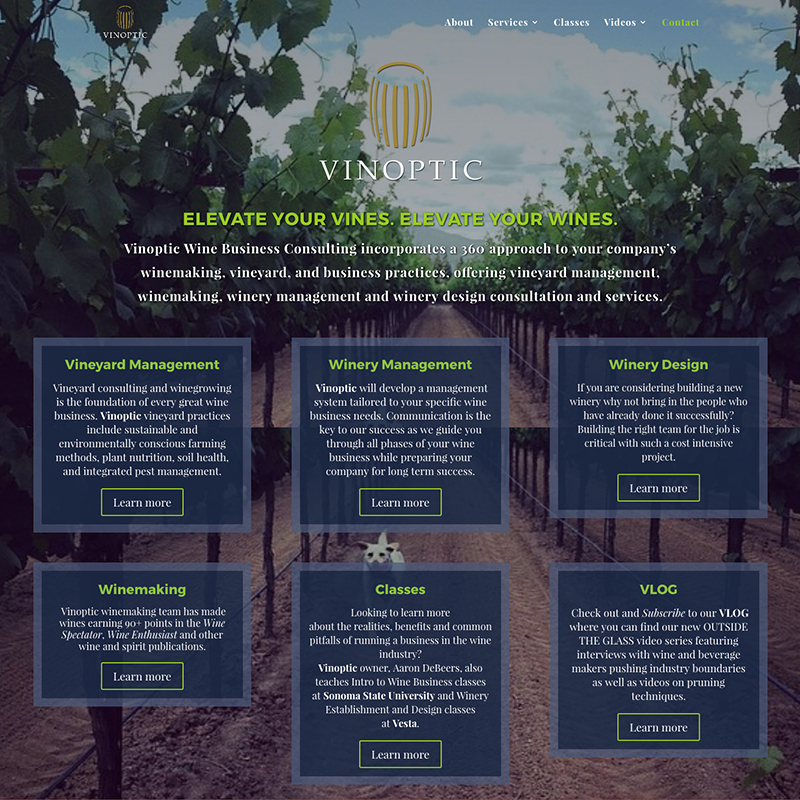 Vinoptic Vineyard Management website