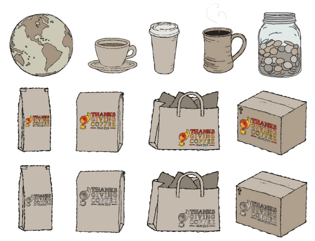 Thanksgiving Coffee Company Illustrations